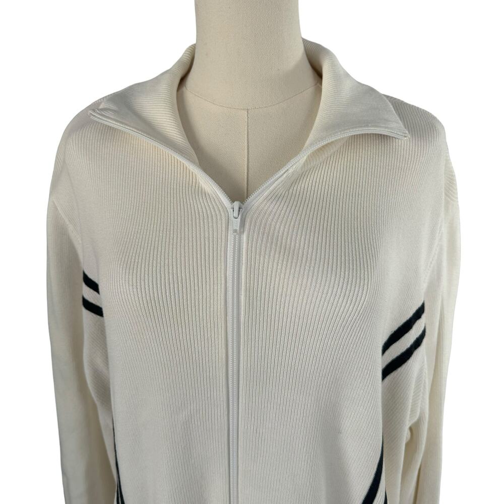 Tommy Hilfiger Vintage Zip-Up Sweater Jacket White Preppy Casual Rib Knit 2XL - Picture 3 of 16